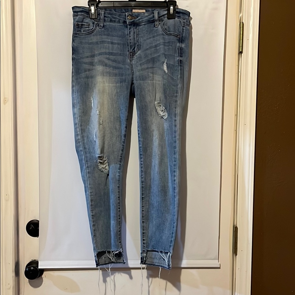 Distressed Blue Jeans
